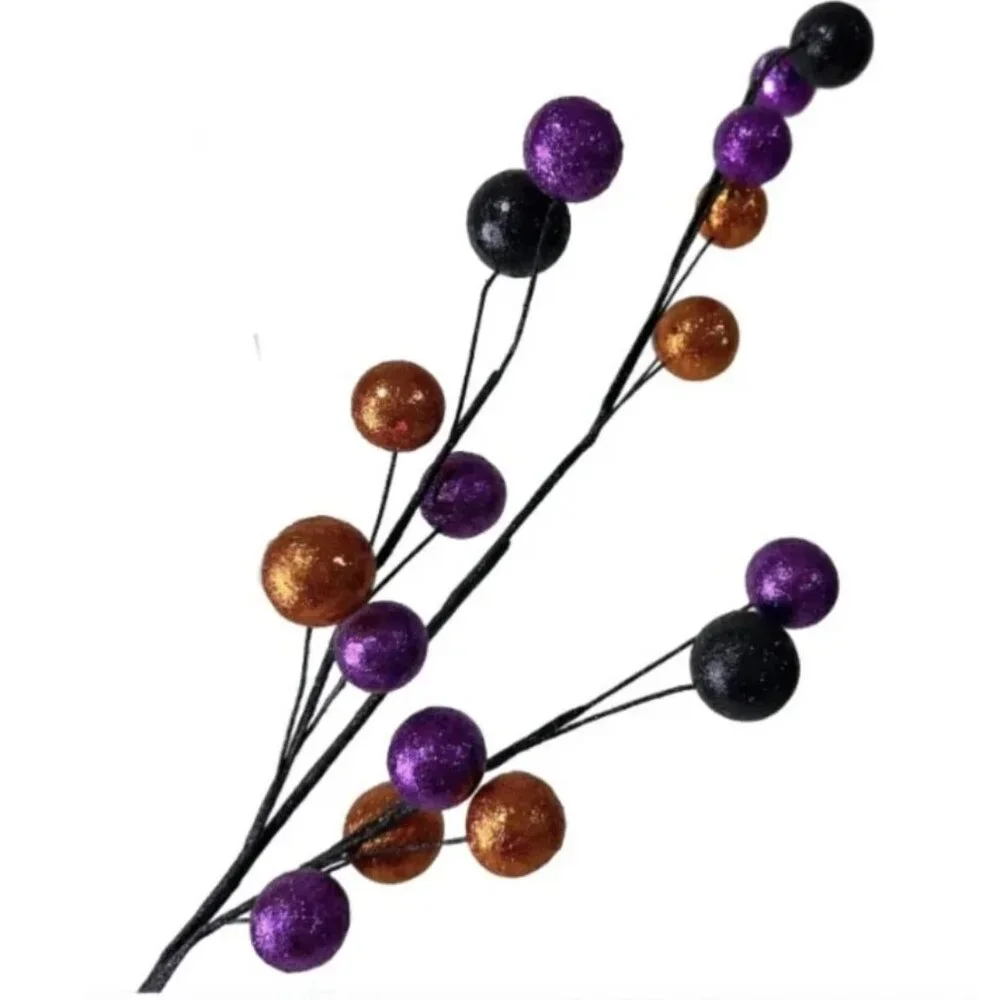Orange Black and Purple Glitter Pick Halloween Pick Spray Stem Holiday Crafts